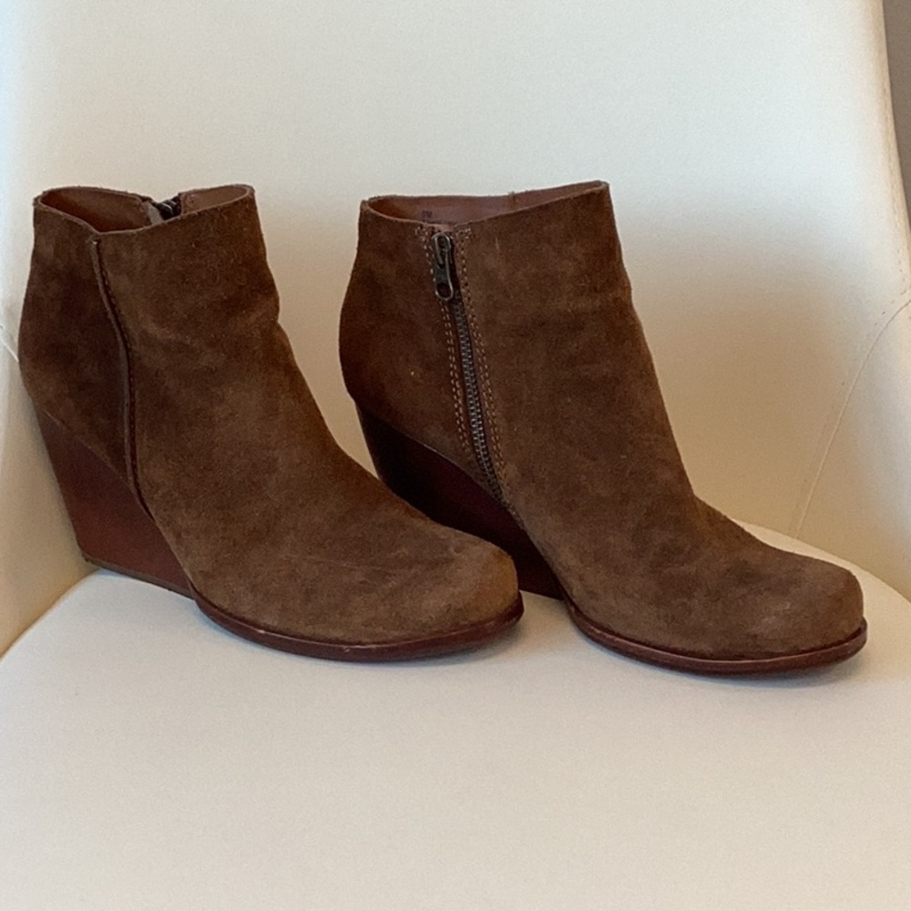 Kork-Ease Natalya Brown Suede/Leather Wedge Boot Bootie Size US 8